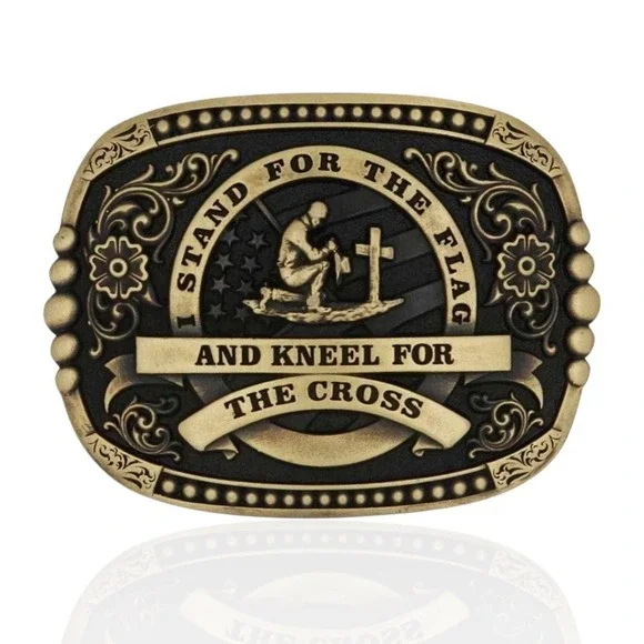Montana Silversmiths Kneel For The Cross Patriotic Belt Buckle Retail $50 - NEW - Picture 5 of 7